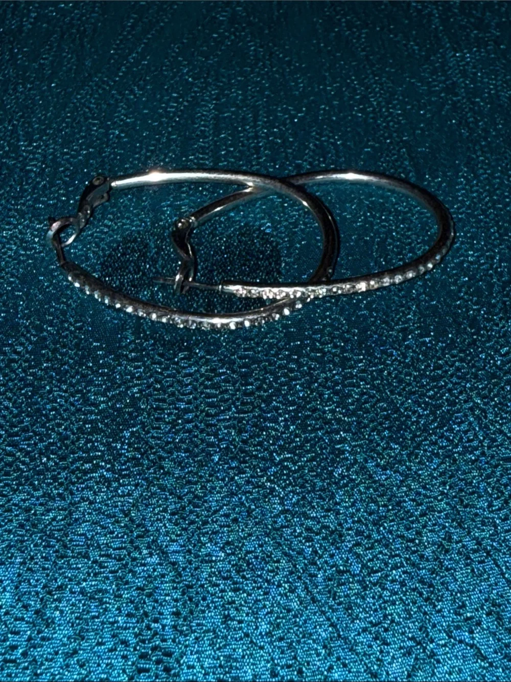 Silver Crystal Hoop Earrings - Elegant Women's Jewelry